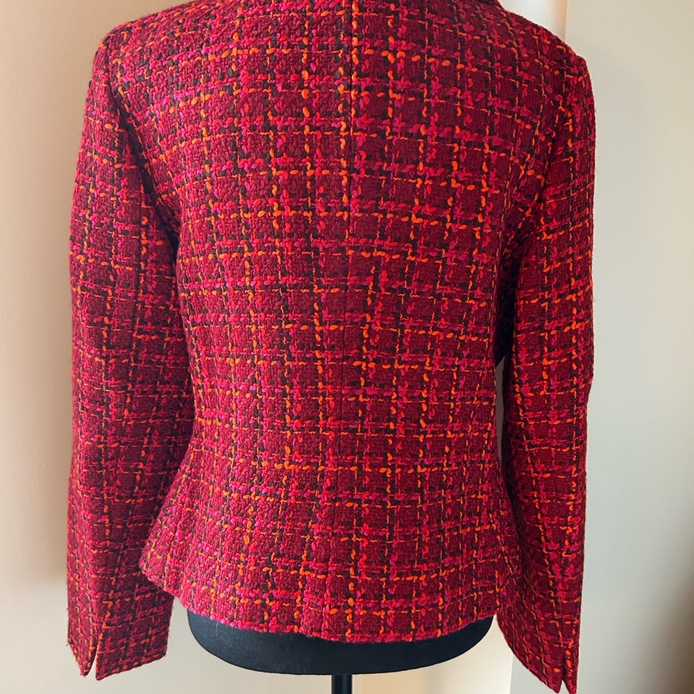 Talbots Red Tweed Double-Breasted Blazer - Picture 2 of 3